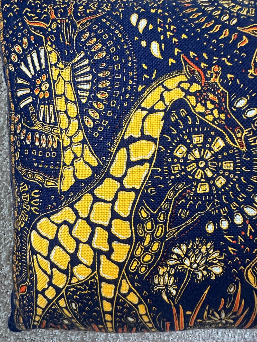 Dior Navy & Yellow Giraffe Accent Pillow with a Pop of Orange Like New - Picture 8 of 14